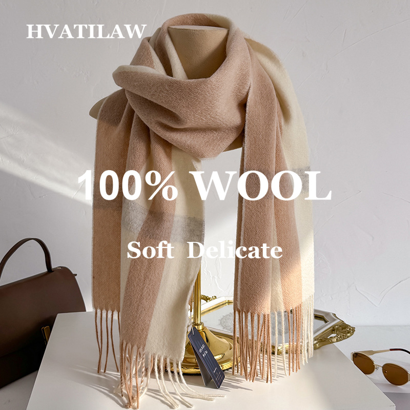 100% Wool Checked Scarf Women  - Wool Scarf Men ulasan dan harga