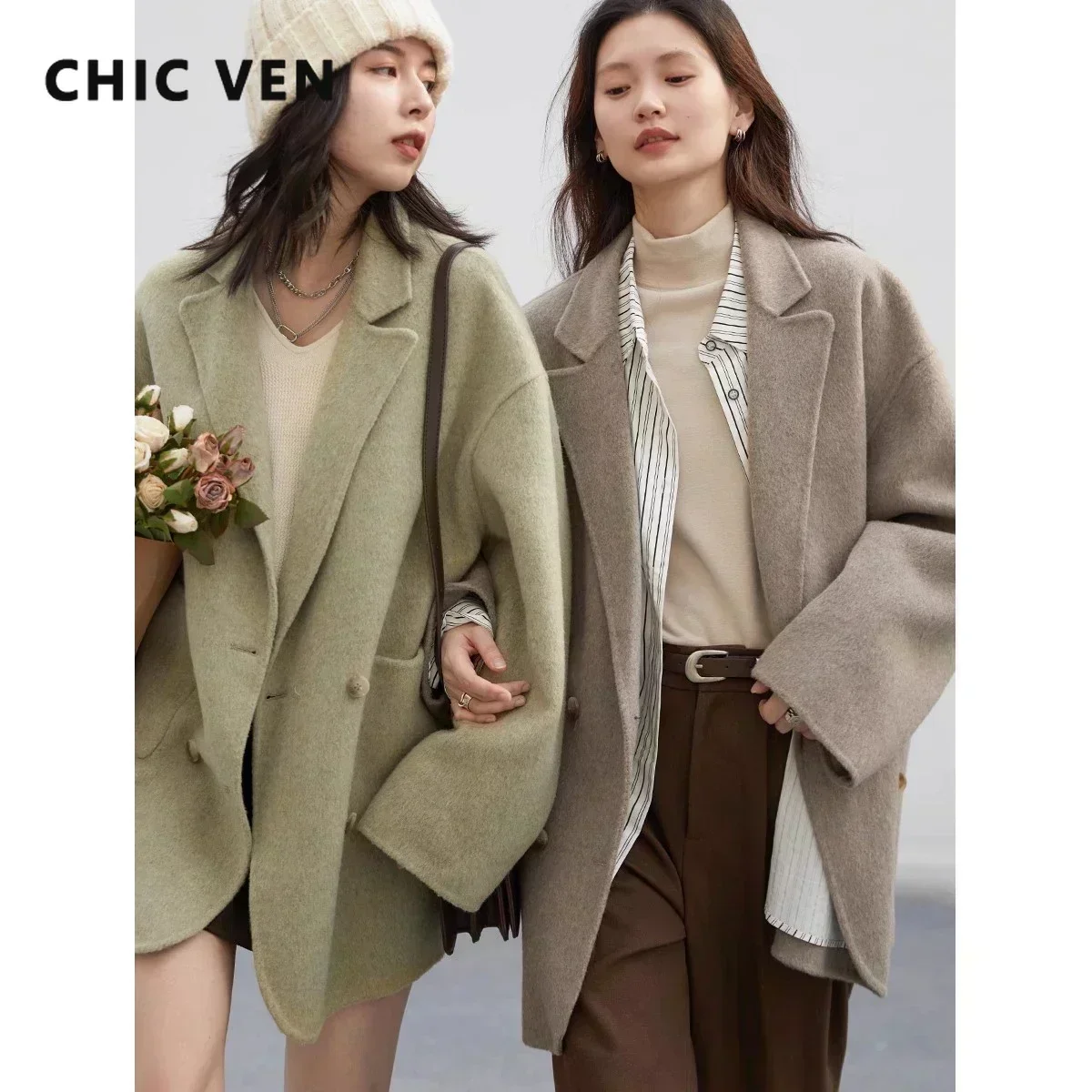 CHIC VEN Women's Woolen Coats  - Down Jacket Packable ulasan dan harga